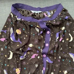 Harkel Whales Planets and Space Button Front Skirt sz 10
